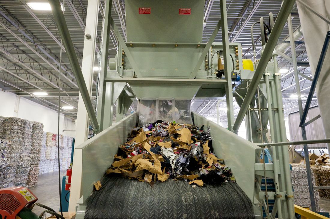 Shredded material in facility