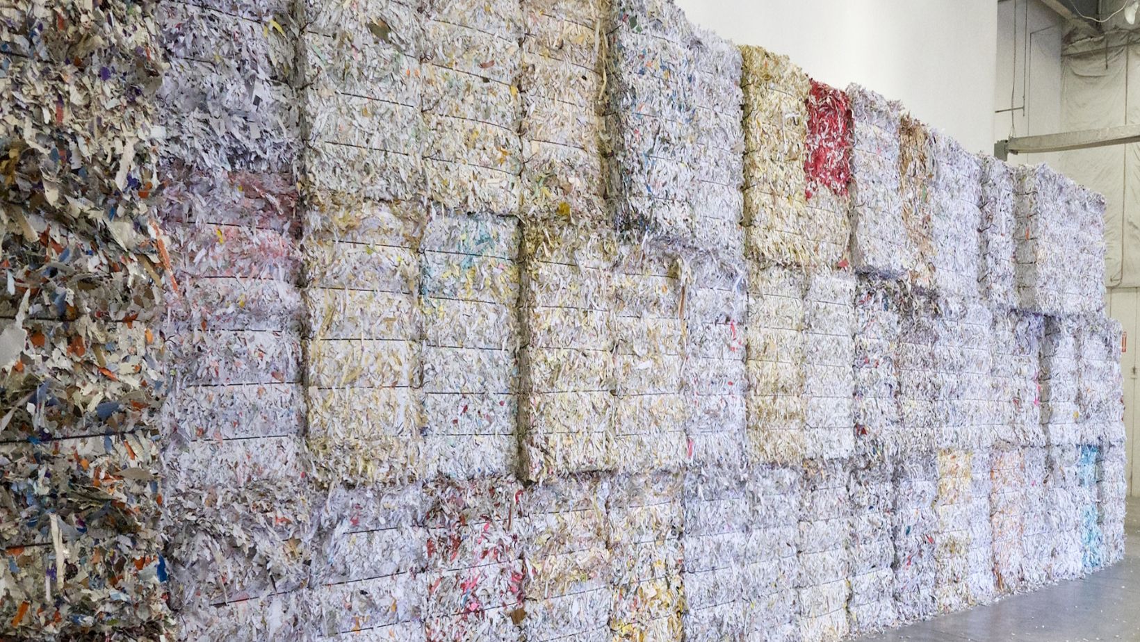 Wall of recycled paper