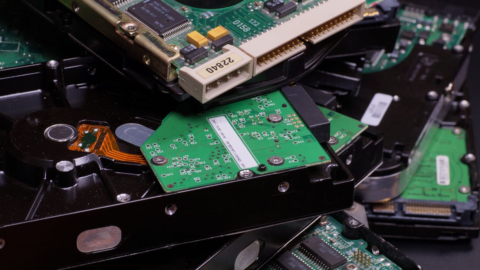 collection of destroyed hard drives
