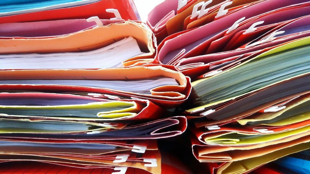two piles of files
