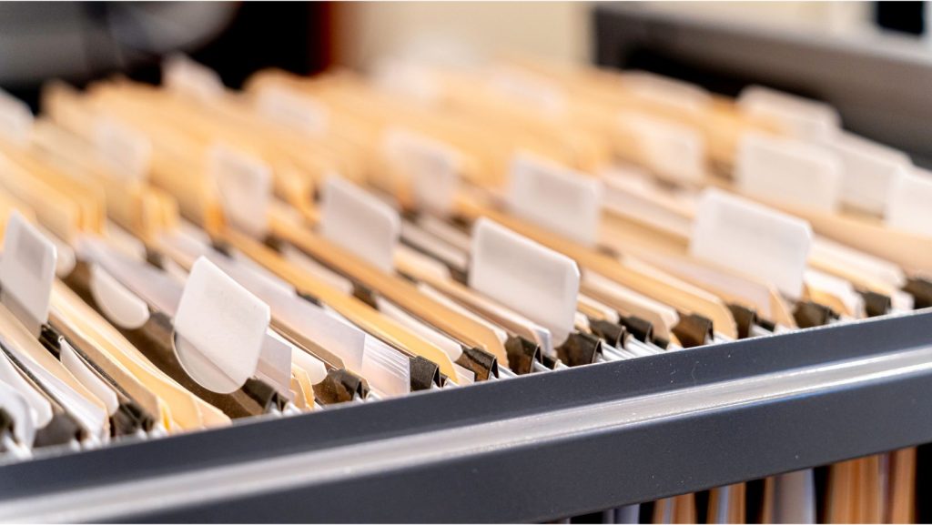 a row of files
