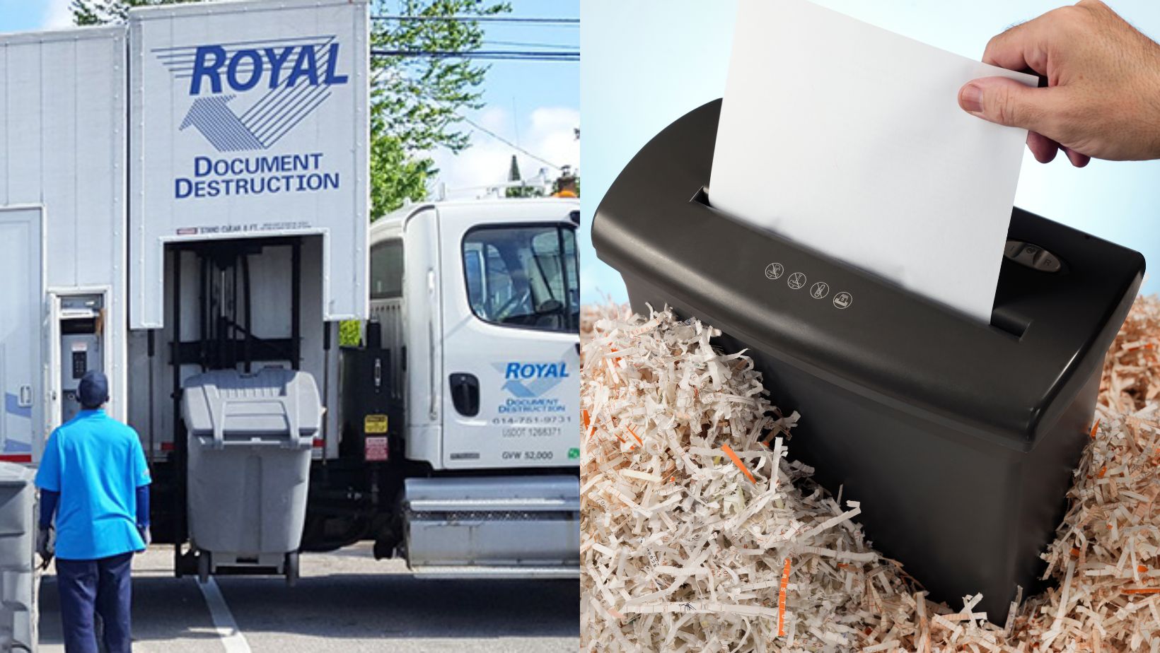 a shredding truck from RDD and a office shredder